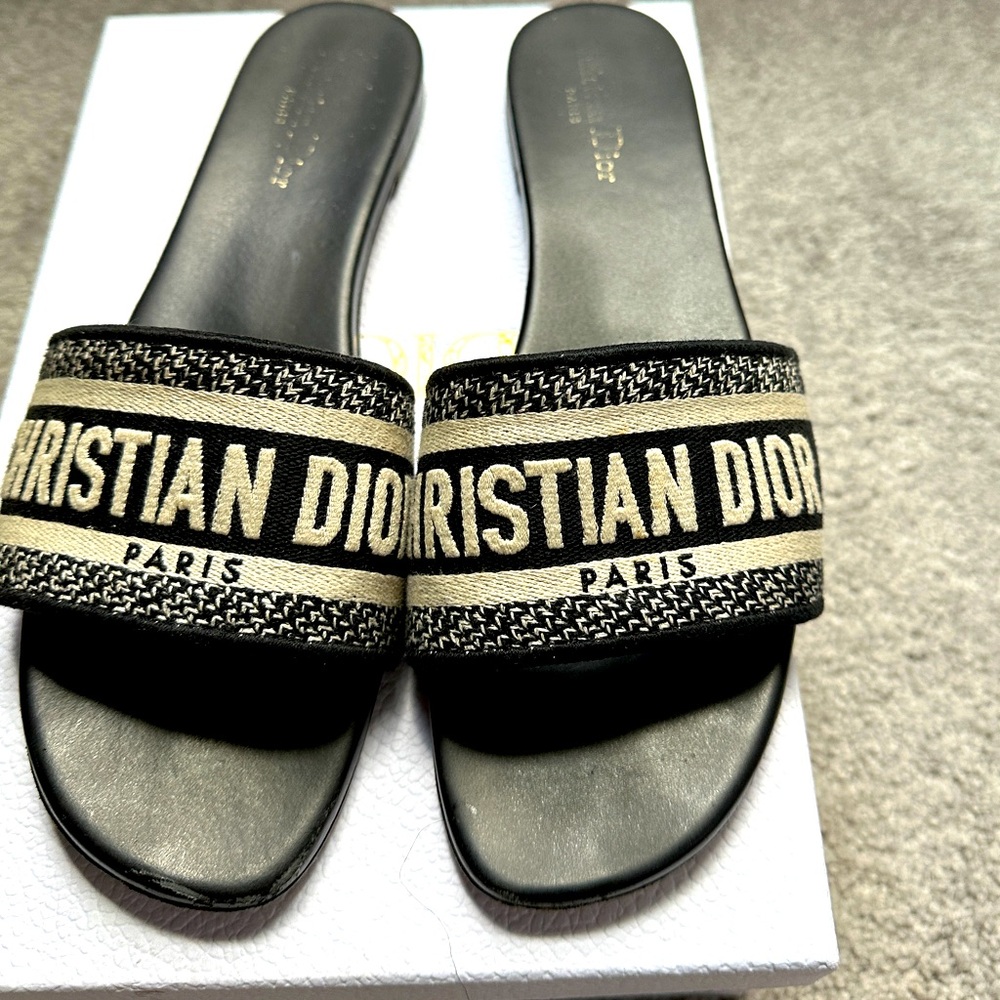 Dior Black and Cream Women's Slides